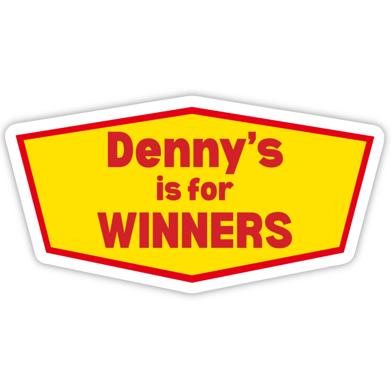 Denny's logo with text 'Denny's is for WINNERS' on a yellow background