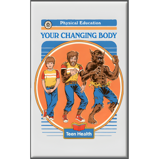 Vintage health book cover titled 'Your Changing Body' with cartoon characters on a white background